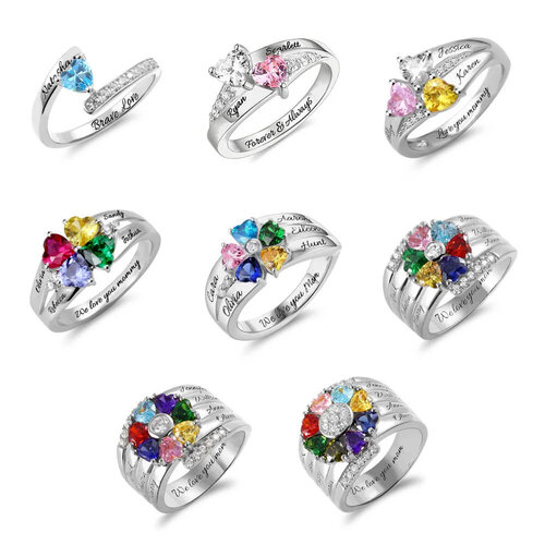 Personalized Heart Birthstone Ring 46