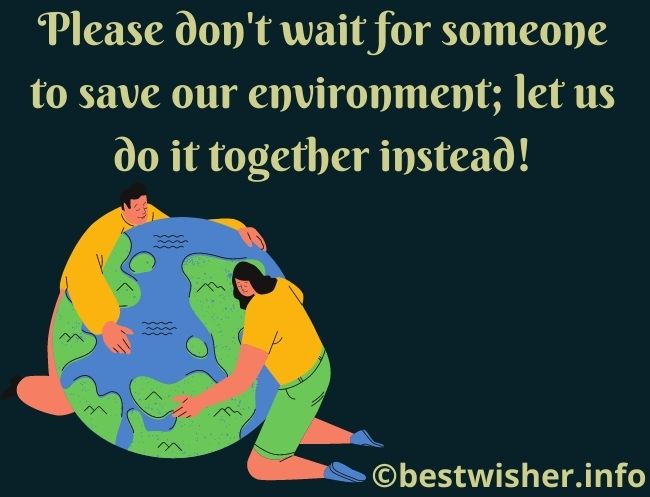 Please don't wait for someone to save our environment