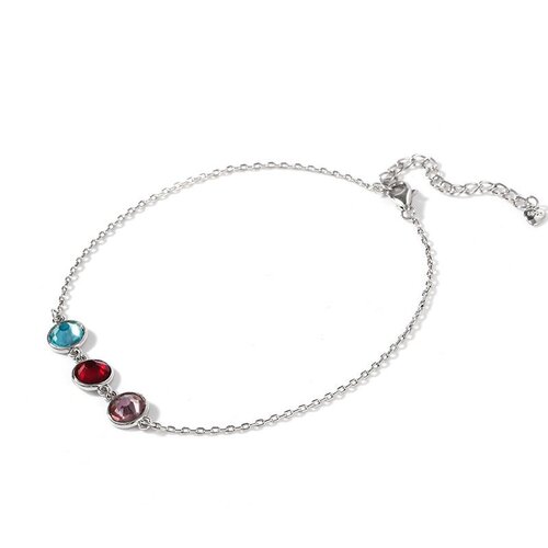 18. Jeulia Simple Design Candy-hued Stones Sterling Silver Personalized Anklet