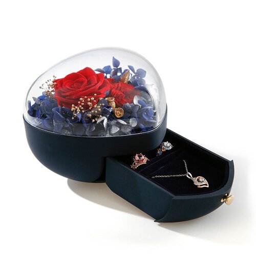 19. Jeulia Heart Shape Eternal Flower Jewelry Box